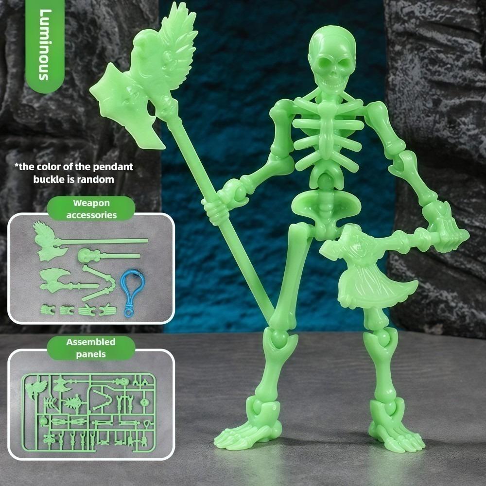 Three-Dimensional Skeleton Action Figure Multi-Articulable Can Movable Skull Model Wearable Multicolor Skeleton Assembly Toys