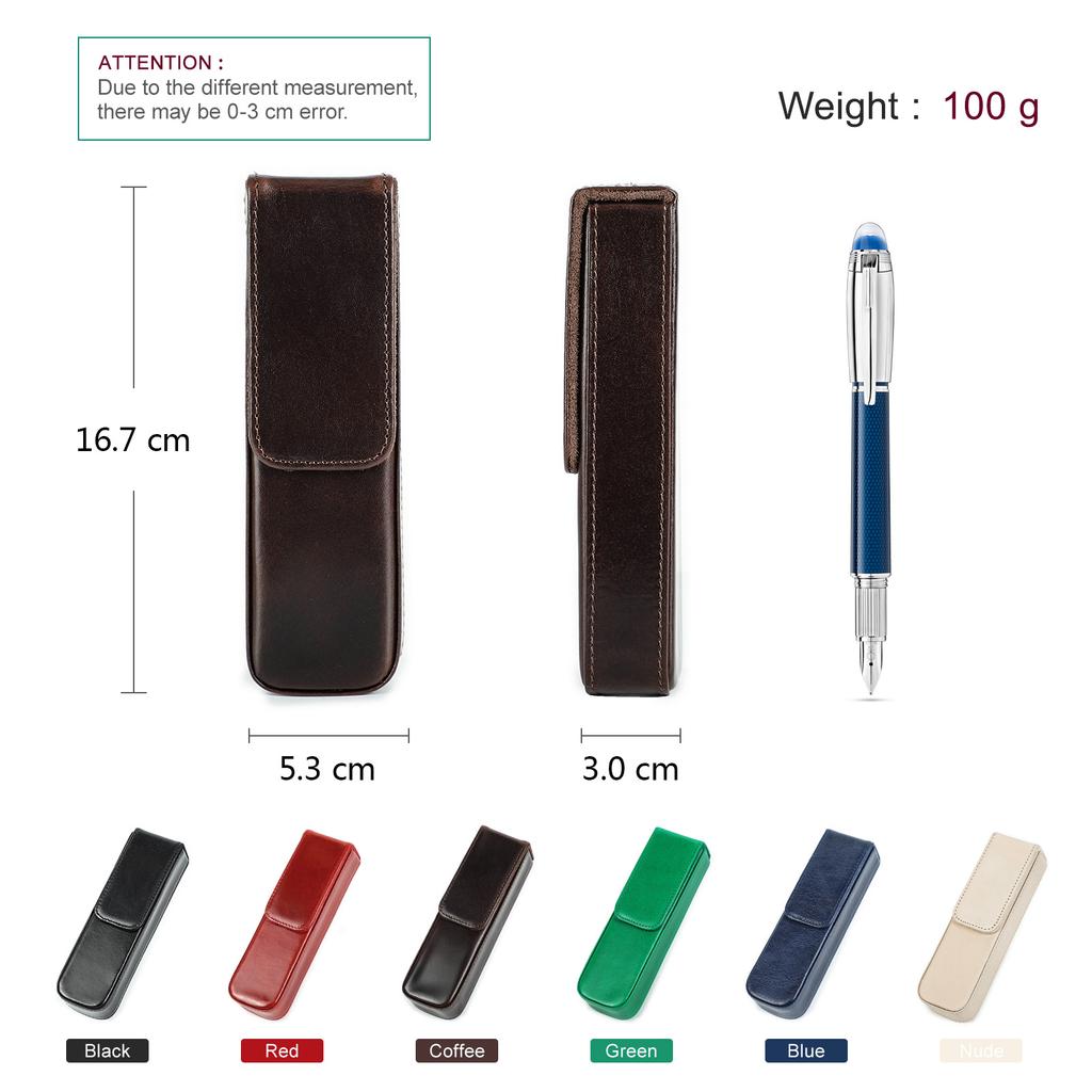 Full-Grain Cowhide Pencil Case 2 Pcs, Handmade Detachable Student Pen Storage Box
