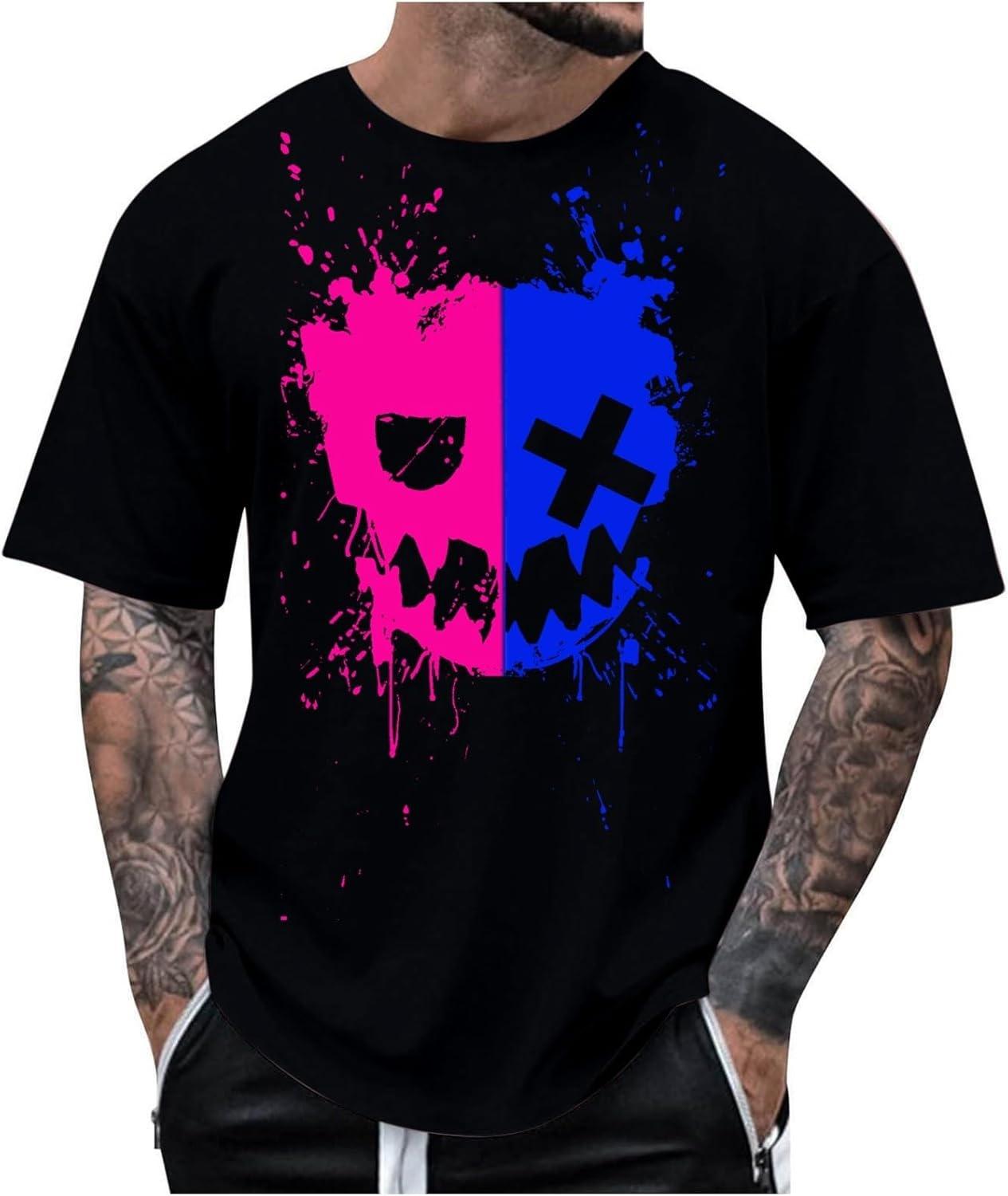 

Men s Graphic Print Drop Shoulder Short Sleeve Crewneck Tee Shirts Funky Graffiti T-Shirts y2k Streetwear S-5XL XXXXXL чорний