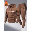 Mens Fleece Hoodie Tracksuit Set Warm Casual Sports Two Piece