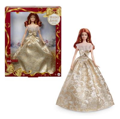 Barbie Holiday Barbie Red Hair Signature Black Doll House for Pretend Ages 6 and Gold Dress-Up Play, Up, (JBH99)