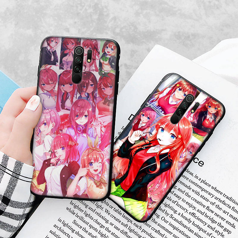Black Case for Xiaomi Redmi 13C Note 9 iPhone XR 7 8 14 15 11 12 13 X XS Pro Max Samsung A25 S23 S24 FE Ultra Plus The Quintessential Quintuplets