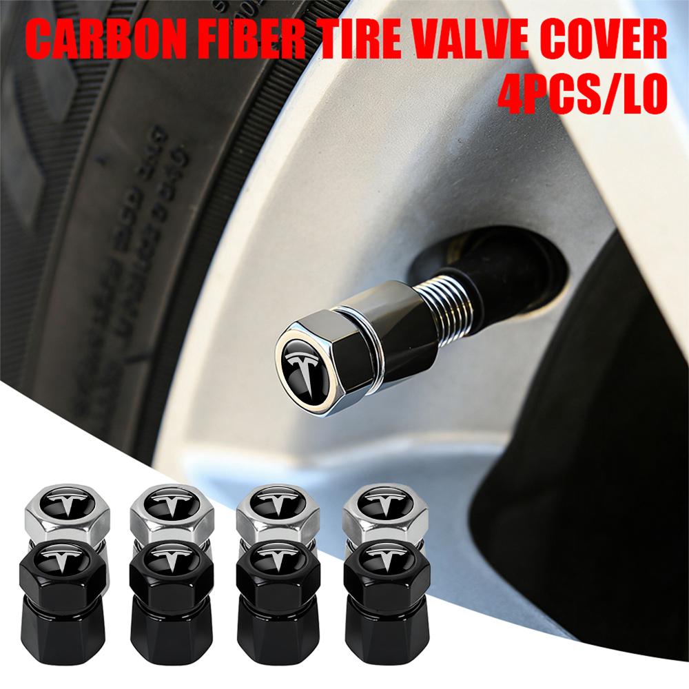 LBXV5 4pcs/SET Car Wheel Tire Valve Caps Stem Case Covers Accessories For Tesla Model Y juniper Model 3 highland Coil Mod WYE SpaceX