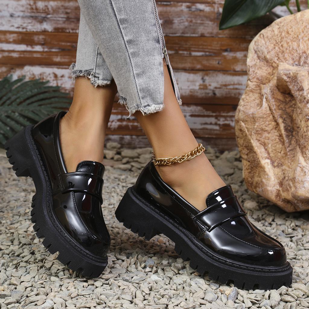 Women's Spring New Women's British Style Single Shoes Women's Platform Mary Jane Shoes Thick Heel Women's Shoes