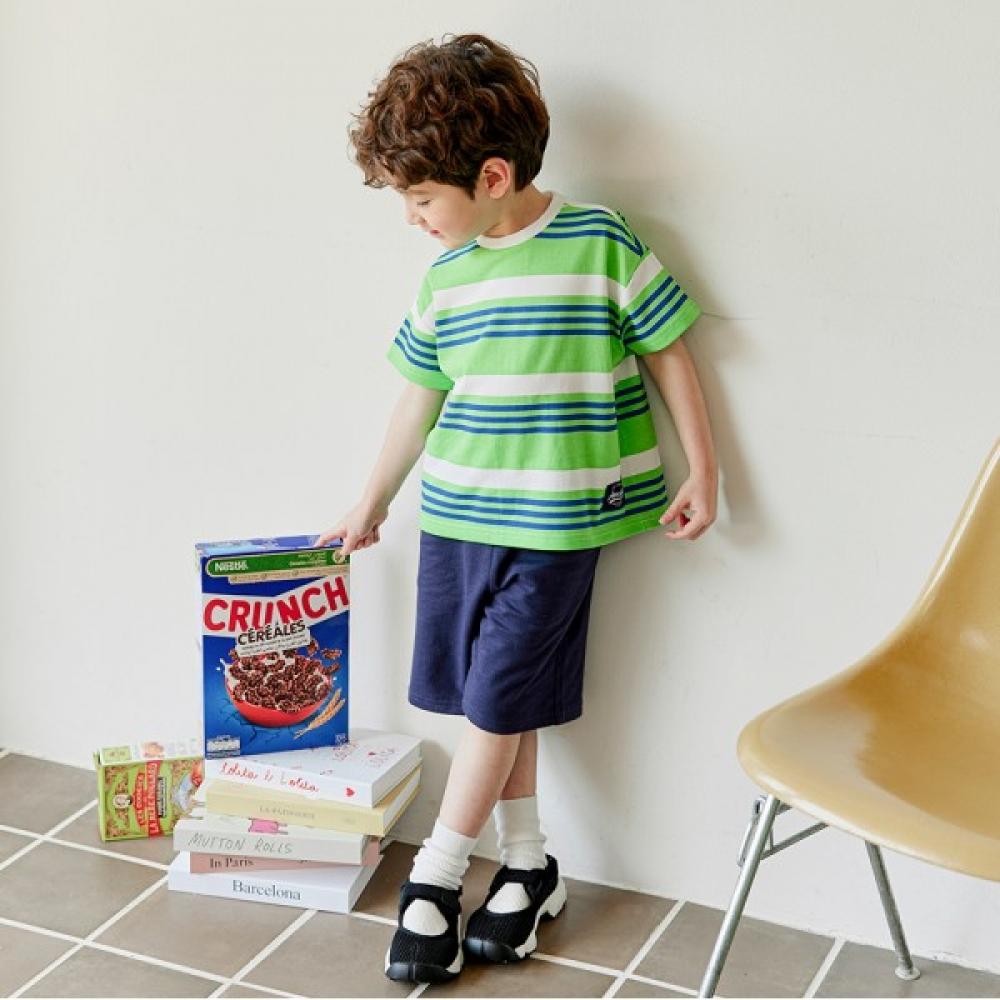 [olivan] Kitsch Stripe Cooling Top And Bottom  Green 