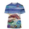 Men's Clothing 3D Print Funny Sea Tortoise T Shirts Casual Harajuku Outdoor Trend Round Neck Tee