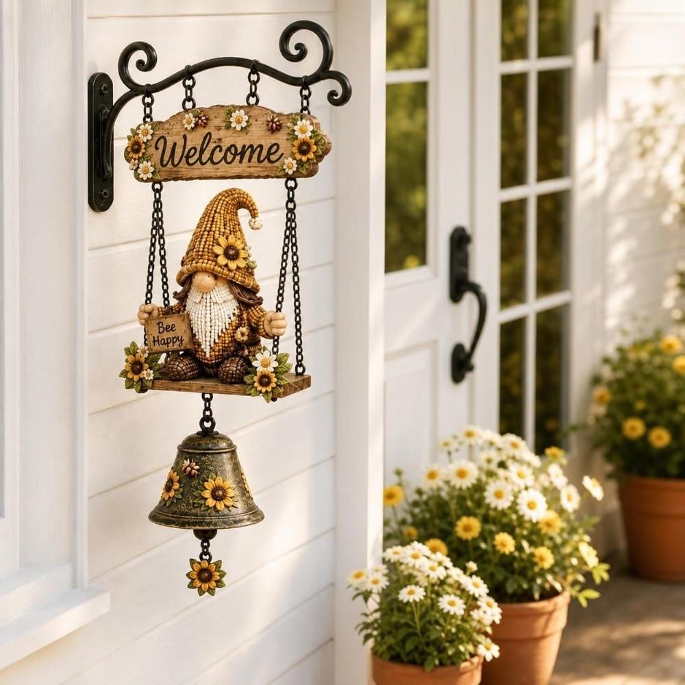 Vintage Metal Wall Mounted Hanging Doorbells Wooden Home Decor Welcome Doorbell Ornament Decorative Christmas Wall Hanging Bell