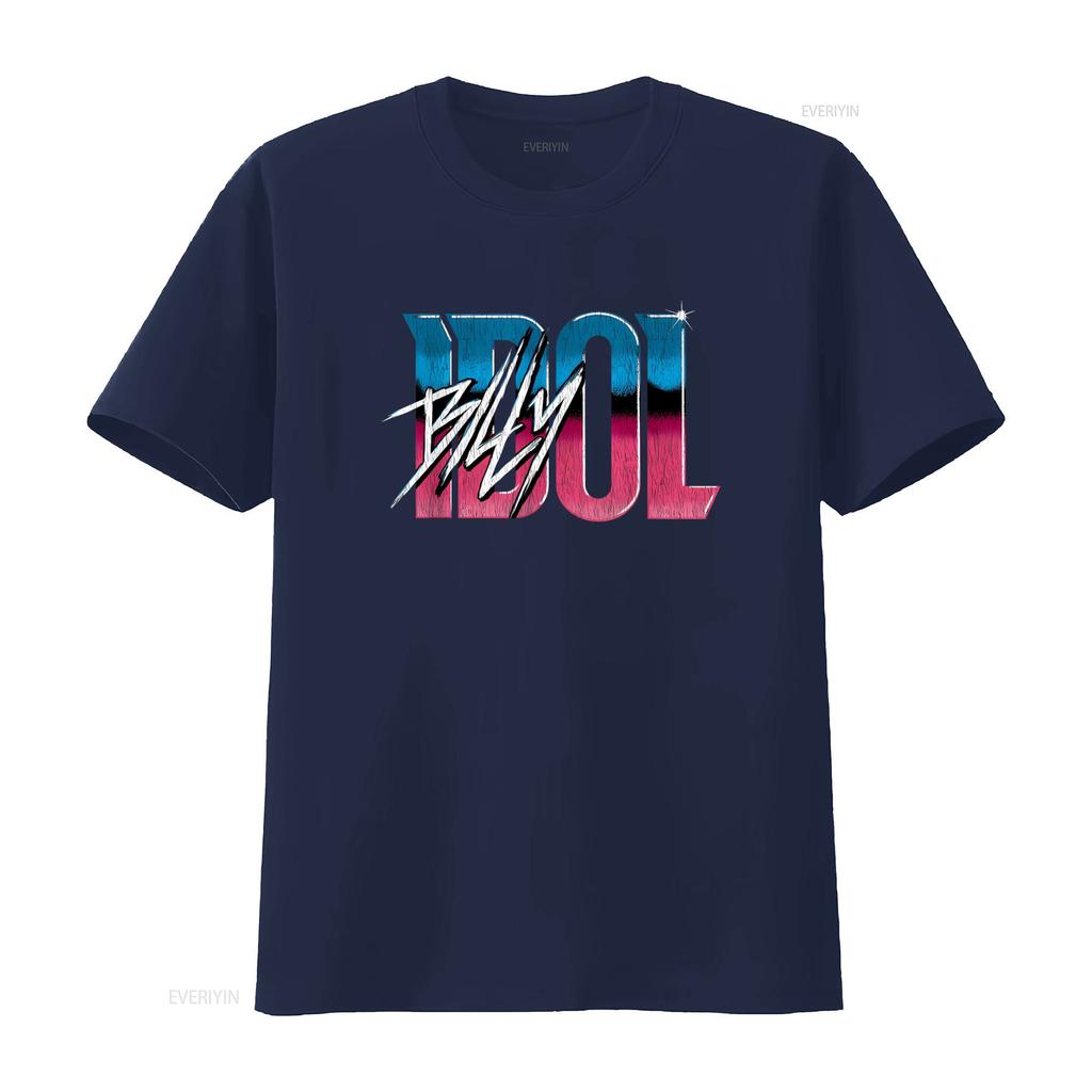 Billy Idol Name Gradient Music T Shirt for Fashion Streetwear Vintage Washed Breathable Graphic Designer Clothes Unisex