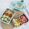 S náhodným vzorem Kreslený obědový box Nerezový Dvouvrstvý Nádoba na jídlo Přenosný Dětský Piknik Školní Bento