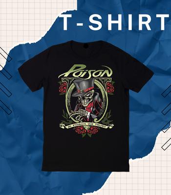 Poison We Trust Men's TShirt Skeleton Top Hat Rock Band Album Concert Merch EB