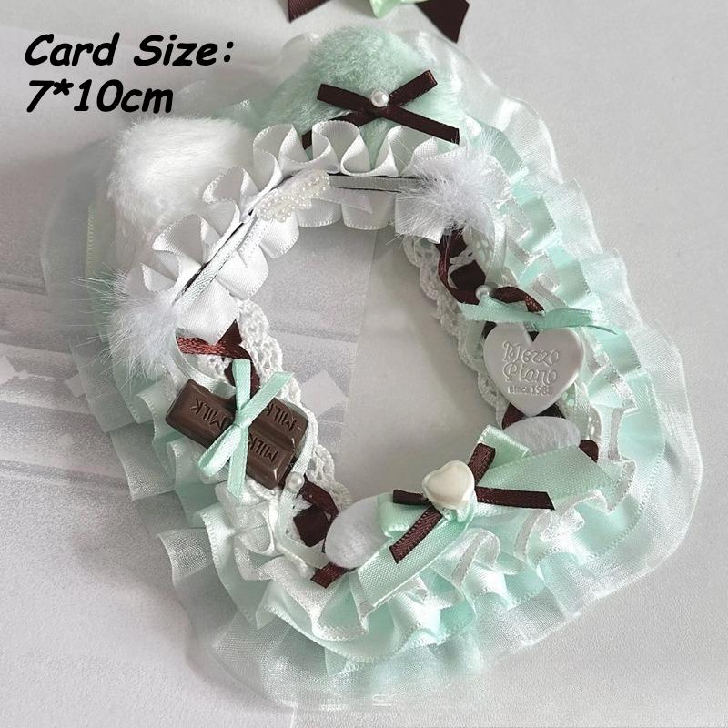 Cute Angel Cat Badge Holder for 58mm 65mm Anime Badges Lace Photo Card Holder 3 Inch Kpop Idol Photo Frames Handmade Card Binder