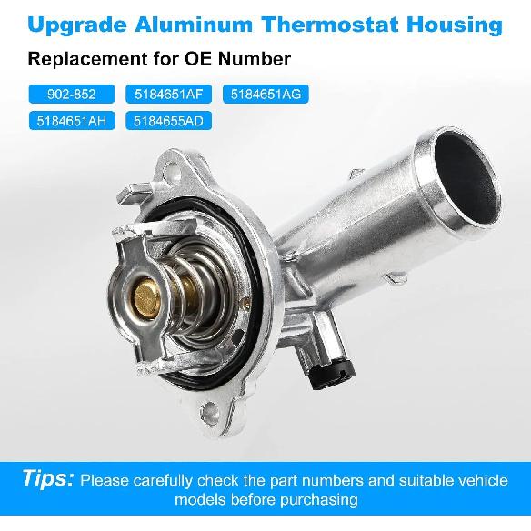 Per Jeep Wrangler JK 2018 Grand Cherokee 2011-2020 Dodge Durango 2011-2015 Alloggiamento Termostato in Alluminio per Liquido di Raffreddamento 5184651AG