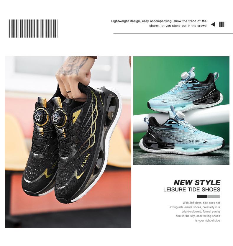 2024 Men's Rotating Buckle Mesh Running Shoes - Breathable, Casual, Trendy, All-Season Footwear