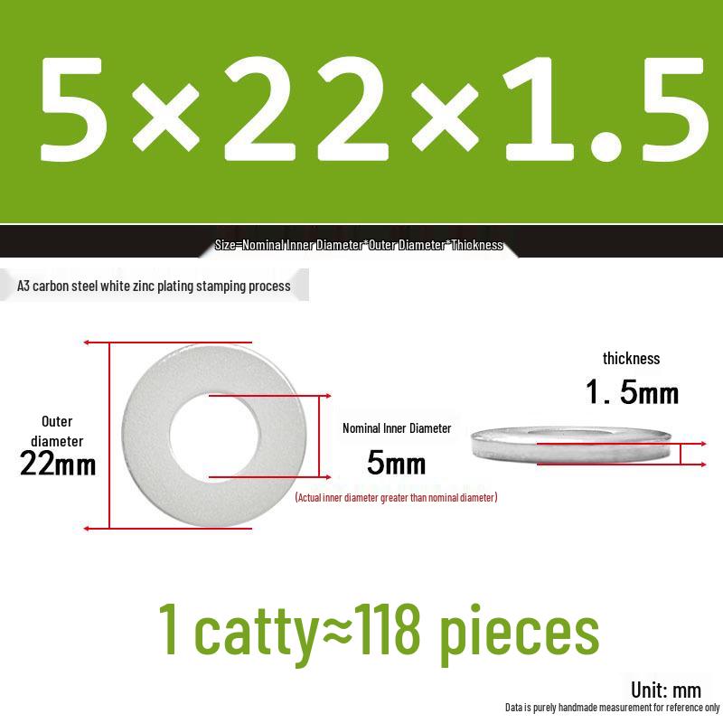 Extra Thick Galvanized Iron Flat Washer, Round, M3-M62