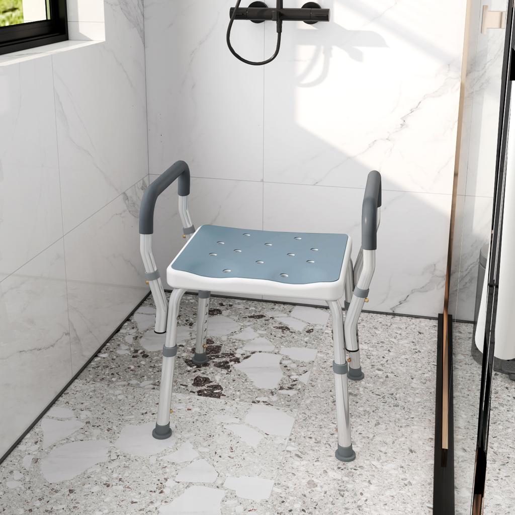 57-69cm Aluminium Frame Bath Seat - Light Blue