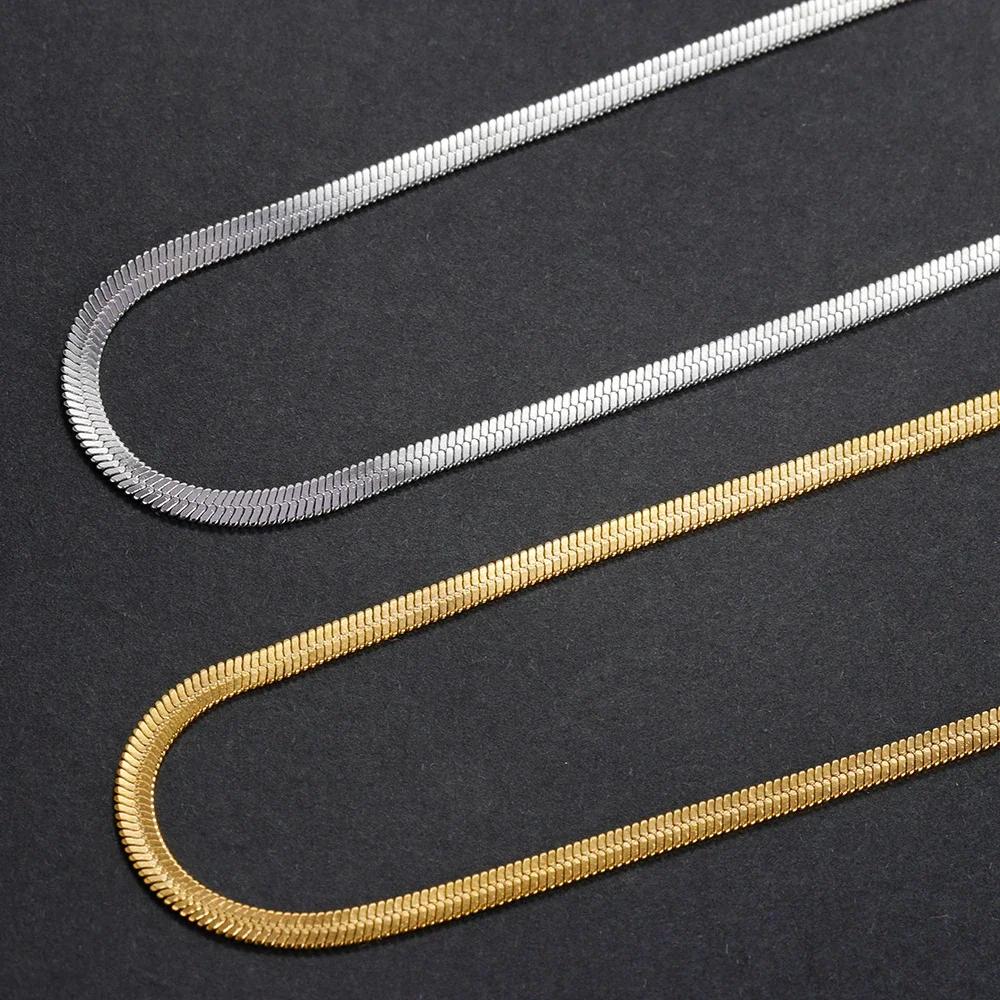 925 Sterling Silver Gold Snake Chain Necklace for Women Men Herringbone Choker Neck Chains 2025 Trend Jewelry Gift Hot
