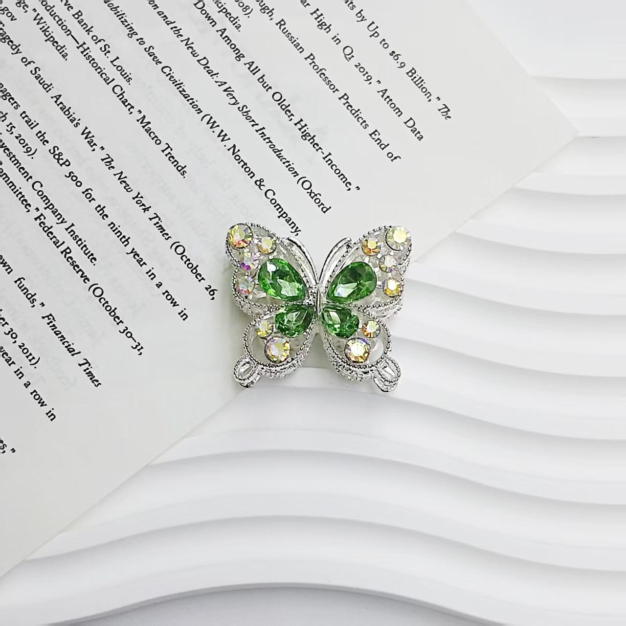 Double-Sided Rhinestone Butterfly Alloy Component for DIY Chains