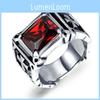 Bold Vintage Red Onyx Thor Men's Stainless Steel Gothic Style Fashion Ring