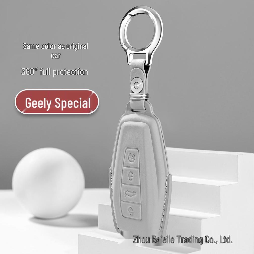 Premium Cowhide Key Cover for Geely Panda - Unisex Interior Accessory