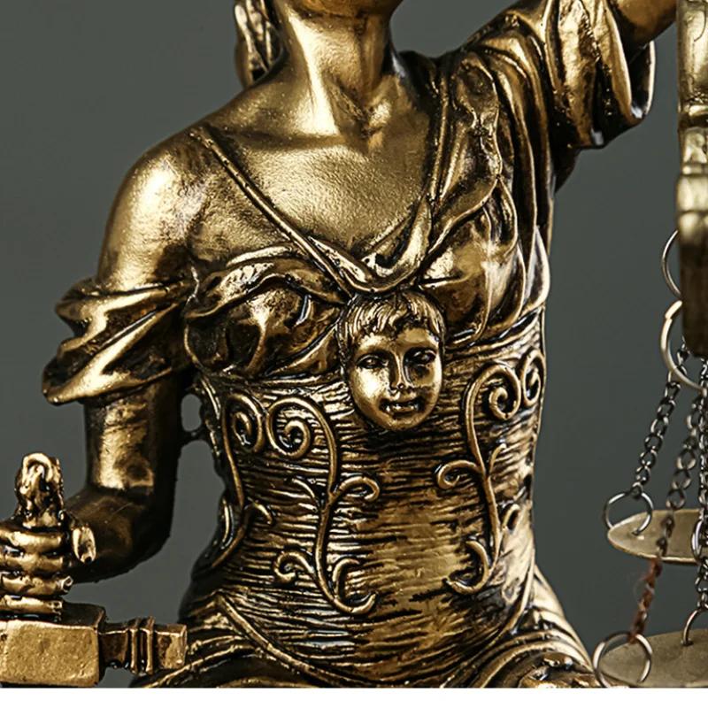 Retro Style European Greek Fairness Justice Goddess Statue Fair Angels Resin Bookends Sculpture Ornaments Study Room Decoration