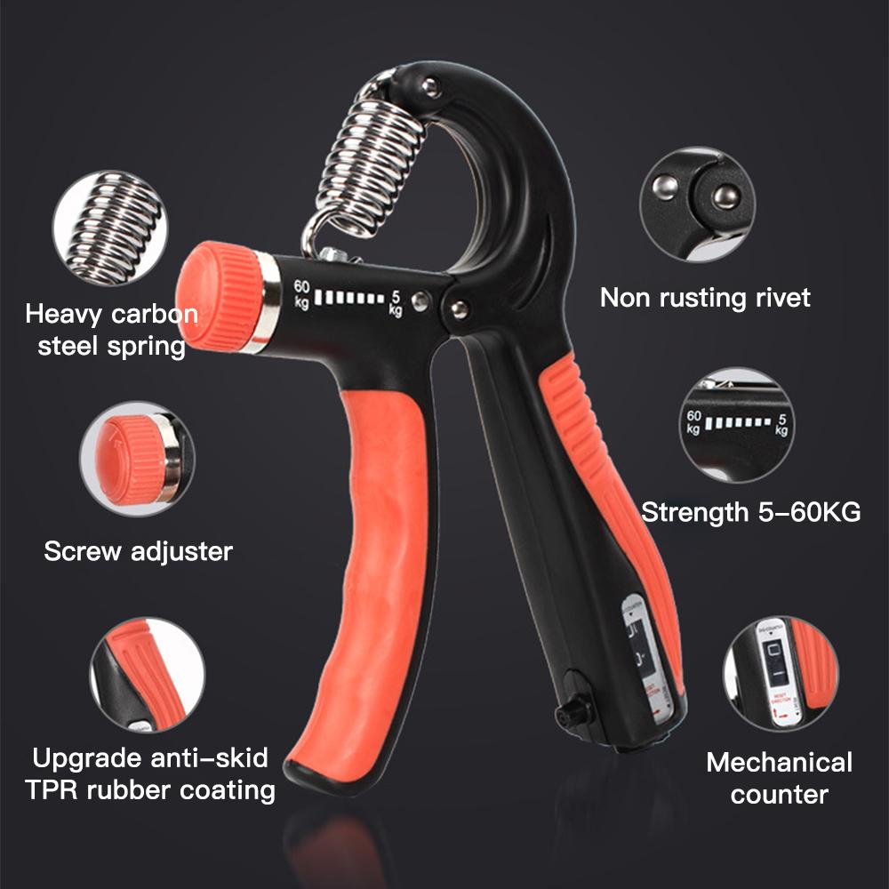 Adjustable 5-60Kg Gripper Hand Exerciser Grip Wrist Training Increase Strength Spring Finger Pinch Carpal Expander for Patients