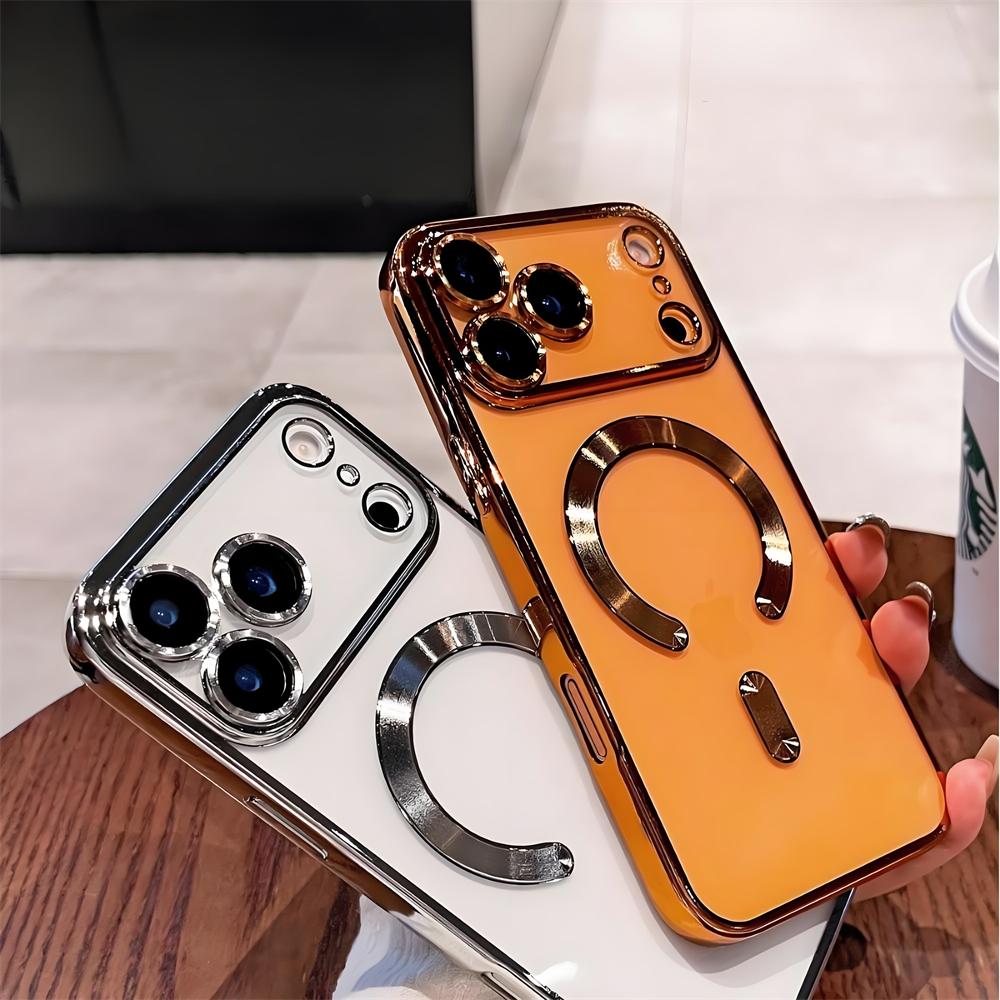 Luxus Galvanisiert Stoßfest Silikon Magnetisch Hülle Für iPhone 17 16 15 14 13 12 11 Pro Max Für Magsafe Kabelloses Laden Klare Hülle