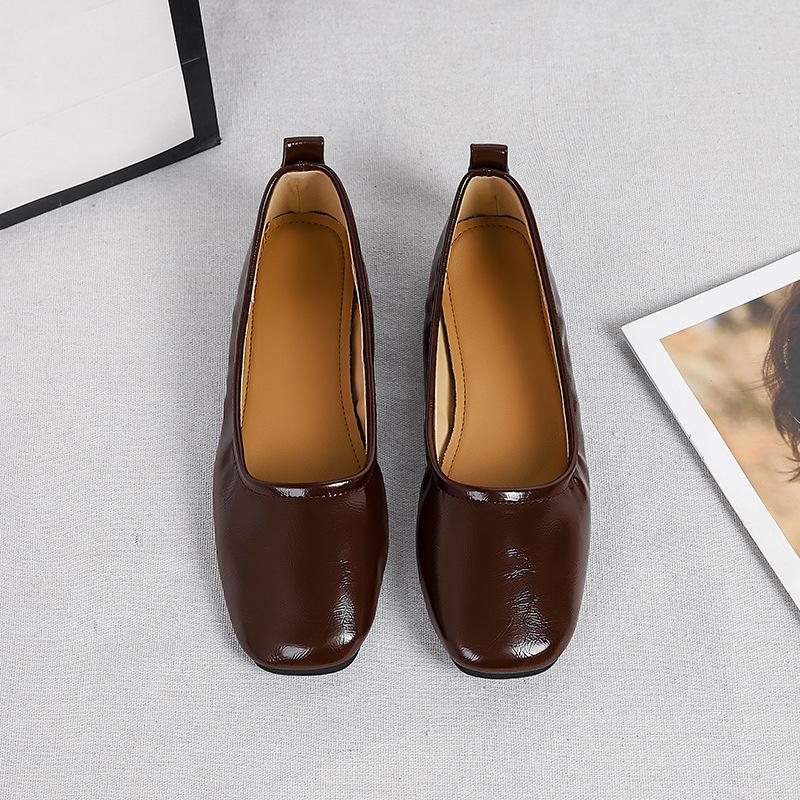 Fashion Flat Shoes Women Light Mouth Single Shoes Women's Spring Summer New Versatile Flat Bottom Square Head Solid Color Women's Shoes
