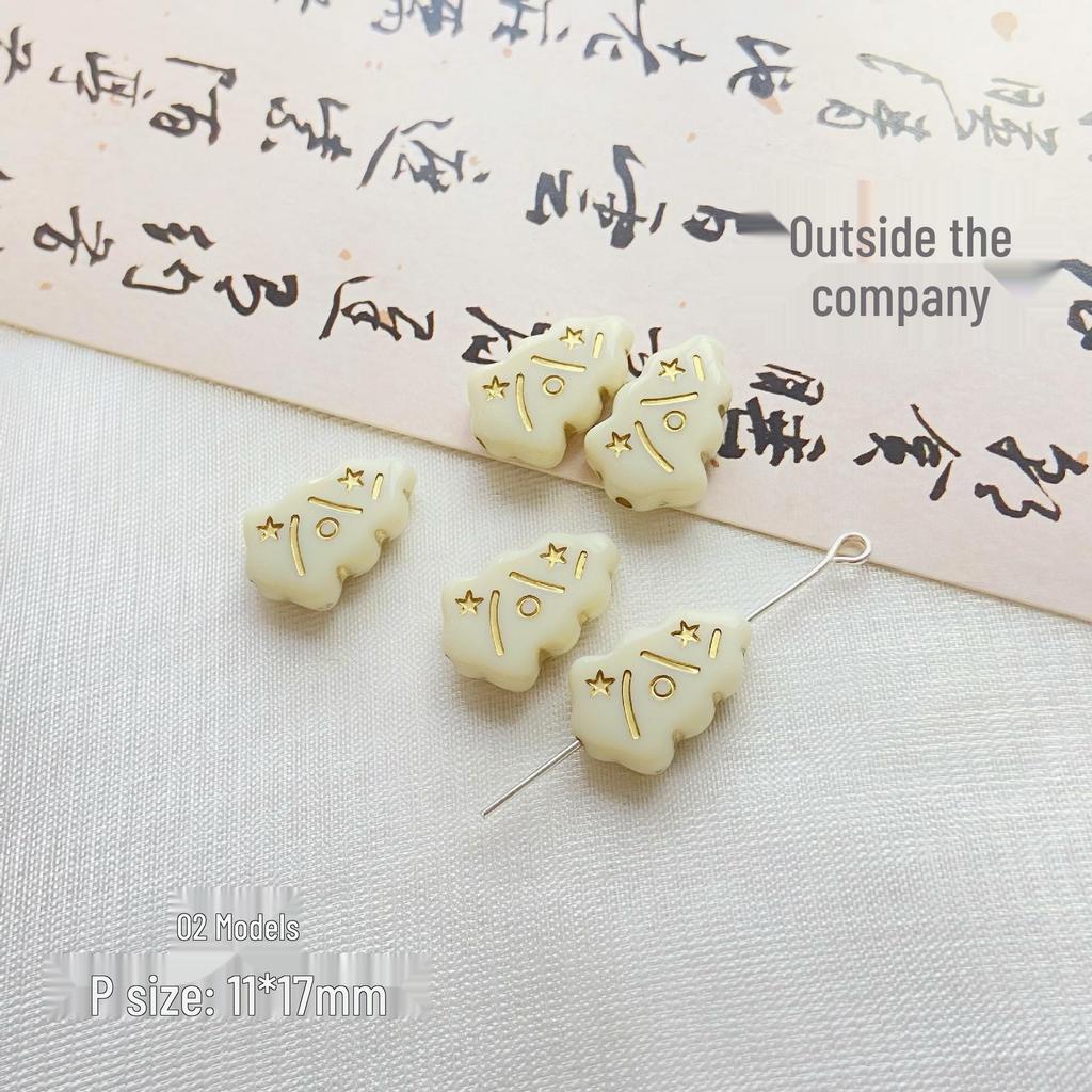 Gold-Painted Cat Head Bead for DIY Christmas Jewelry