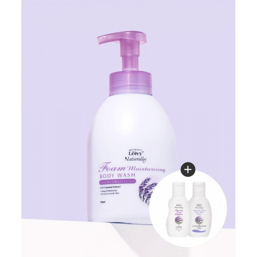 Leivy Lavender Foam Body Wash 750ml X2 + Lavender 45ml X2 NONE