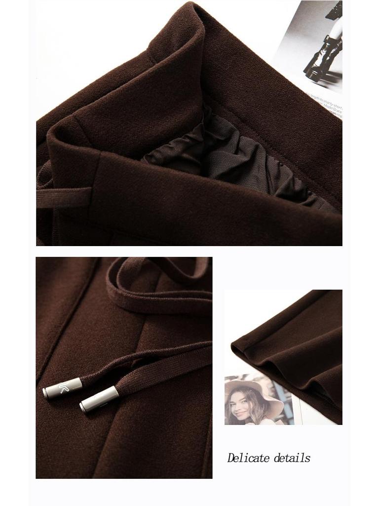 Soft & Fluffy Wool-Blend Mid-Length High-Waisted Slim-Fit Skirt for Women - 2025 Winter Collection