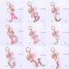 Fashion Pink A To Z Letter Keychain 26 Initials Alphabet Heart Pendant Car Keyring Backpack Hanging Decoration Couple Gift