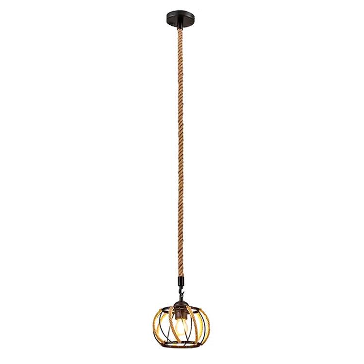 Retro Woven Hemp Rope Pendant Light for Home & Restaurant