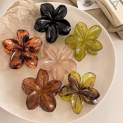 Large Amber Flower Hair Clips, Claw Clips for Women, Strong Styling Cute Hair Clips for Girls, Suitable for Thick and Thin Hair