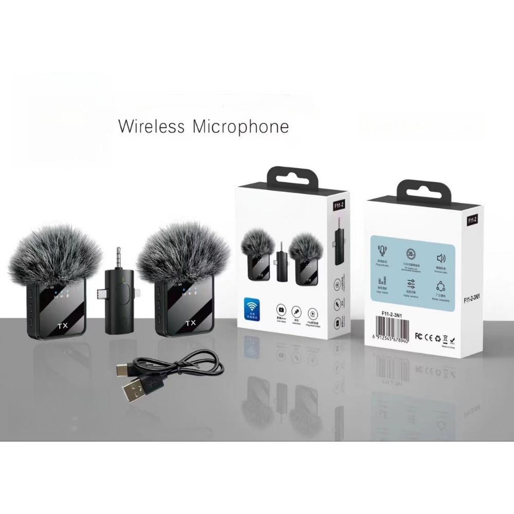 1SET New Collar Clip Microphone Three-in-one Wireless Microphone Short Video Shooting Mobile Phone Noise Reduction Live Microphone