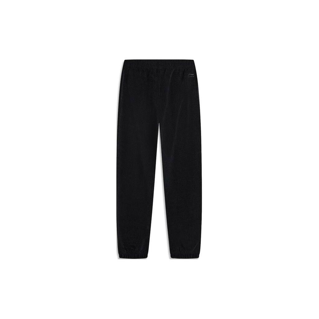 Li-Ning Solid Color Cuffed Loose Fit Casual Knit Sports Pants Women Bottoms Black AKLU034-5