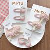 2Pcs/Set Cartoon Strawberry Mushroom Hair Clips For Girls Pink Hairpins Baby Side Clip Cute Hair Accessories Kids Hair Tie Girl Ponytail Holder