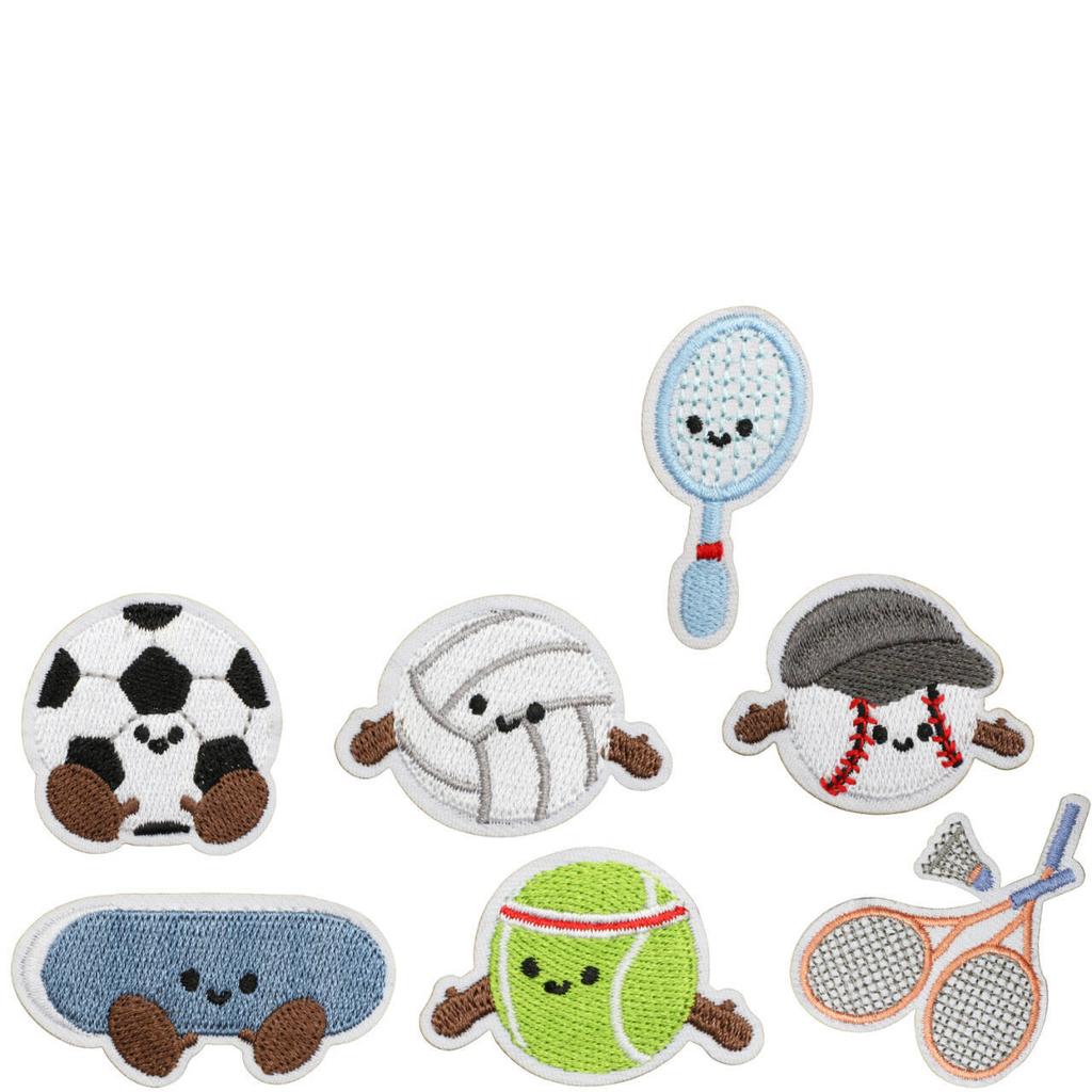 14pcs Sports Themed DIY Embroidered Iron On Patches,Football Basketball Cartoon Appliques for Jacket Backpack Hat Bag Decoration
