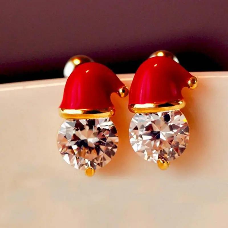 

Серьги Huitan Little Red Riding Hood на Рождество, новые женские серьги-гвоздики с ослепительными фианитами, подарочные украшения