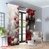 2pcs 2D flat printing High-Quality Christmas Curtains Christmas Wreath Snowflakes Ornaments Digital Printed Polyester Drapes