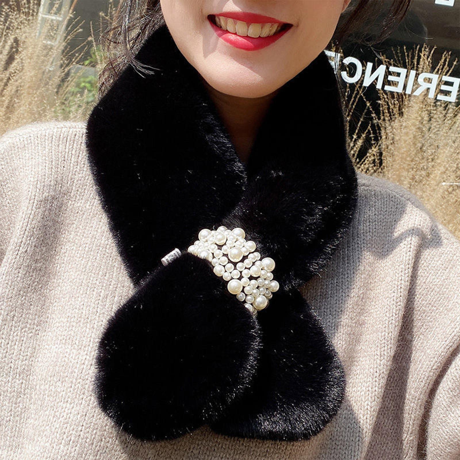 Women s Plush Scarf Sweet And Soft And Winter Color Warm Scarf чёрный