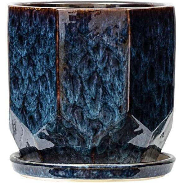 Peacock Blue Ceramic Flower Pot Chinese Style Planter Pot Succulent Plant Pot Home Decoration Gift Indoor Home House Flower Succulent Cactus Herb