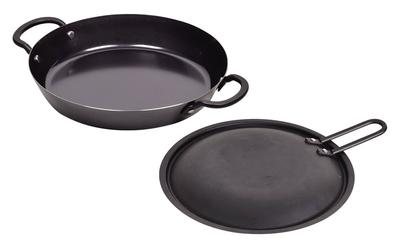 Pearl Metal HB-1604 20cm Iron Grill Pan with Lid, Recipe Included, Induction Compatible, Easy Cooking, Made In Japan