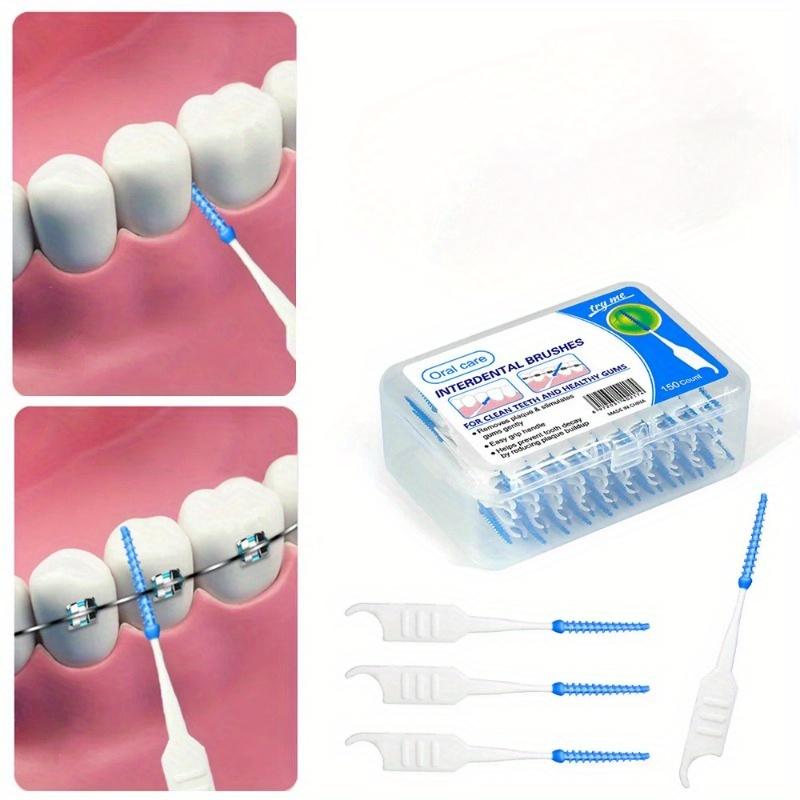 150Pcs/Box Interdental Silicone Brushes Dental Toothpicks Brush Between Teeth Dental Floss Oral Brace Cleaning With Thread