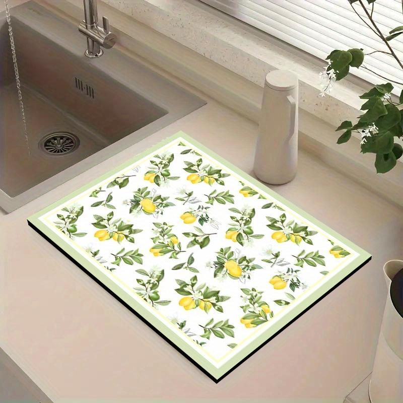 

1 шт. Резиновый коврик для сушки с лимонным узором для кофейни, ресторана, кухни, ковер, скатерть для посуды, прочный диатомовый коврик для стола, коврик для питомца, кофейная посуда 30cmX40cm