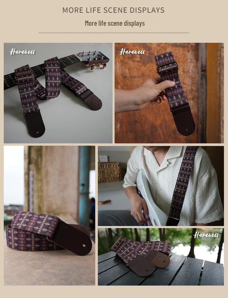 Retro Dark Style Purple Shadow Faux Leather Guitar Strap