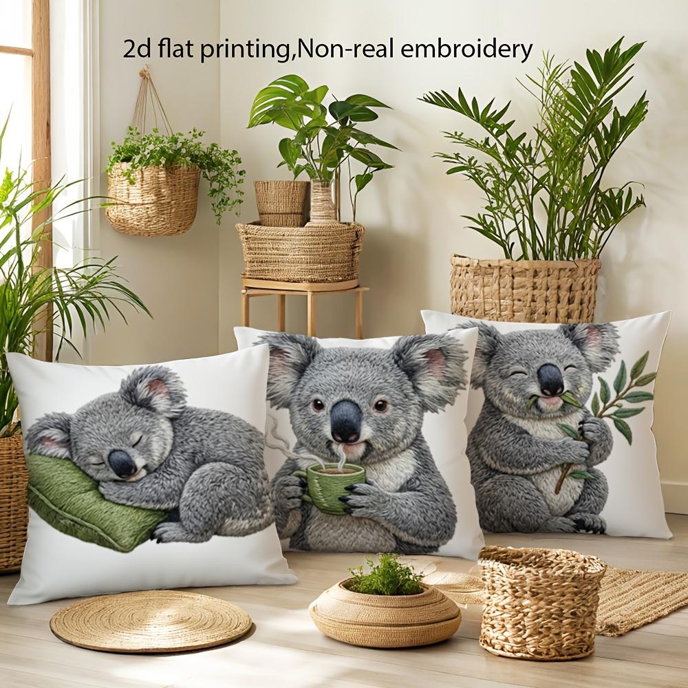 1/4 Stück Niedliche Koala Kissenbezüge Gemütliche Weiche Tier-Themen Kissenhüllen für Heimdekoration Kissenbezug