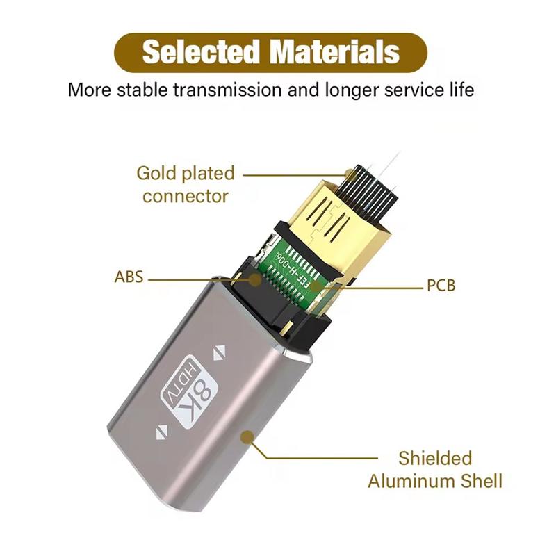 8K HDMI-compatible2.1 Connector Cable Adapter 90 Degree Right Angle Male To Female HDMI-compatible Extender for PC TV PS5 Laptop