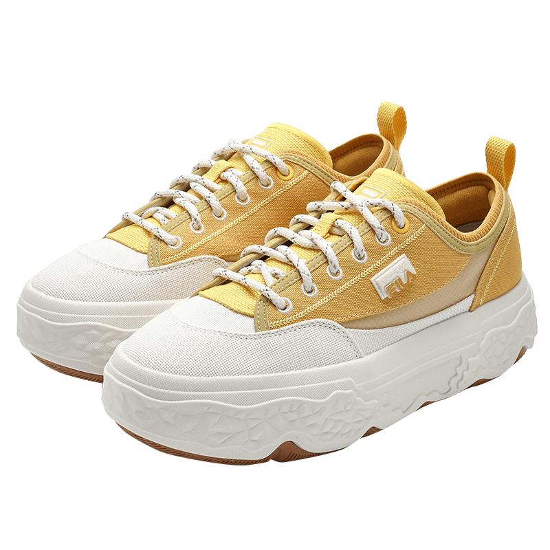 Fila Rock Thick Sole Versatile Durable Low Top Canvas Shoes Women sneaker Golden-Apricot-Yellow F12W421301FGJ