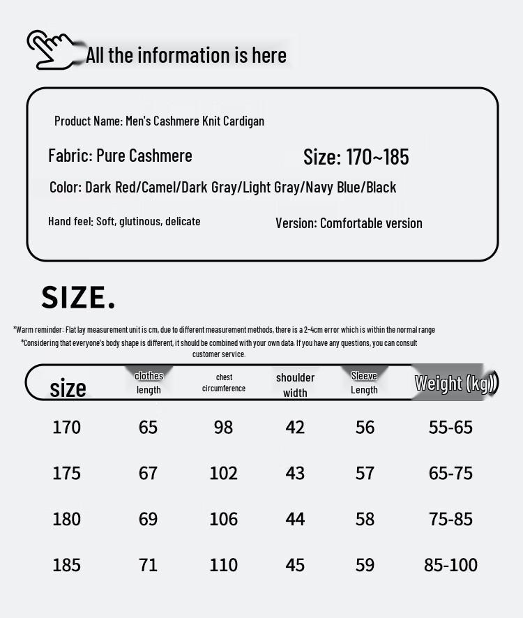Hengyuanxiang Men's 100% Cashmere Cardigan