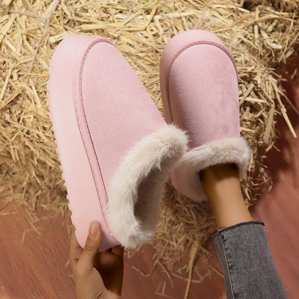 Fashion 2025 New Hairy Slippers Women's Shoes Autumn and Winter Fashion Thick Bottom Baotou Warm Cotton Shoes Slippers